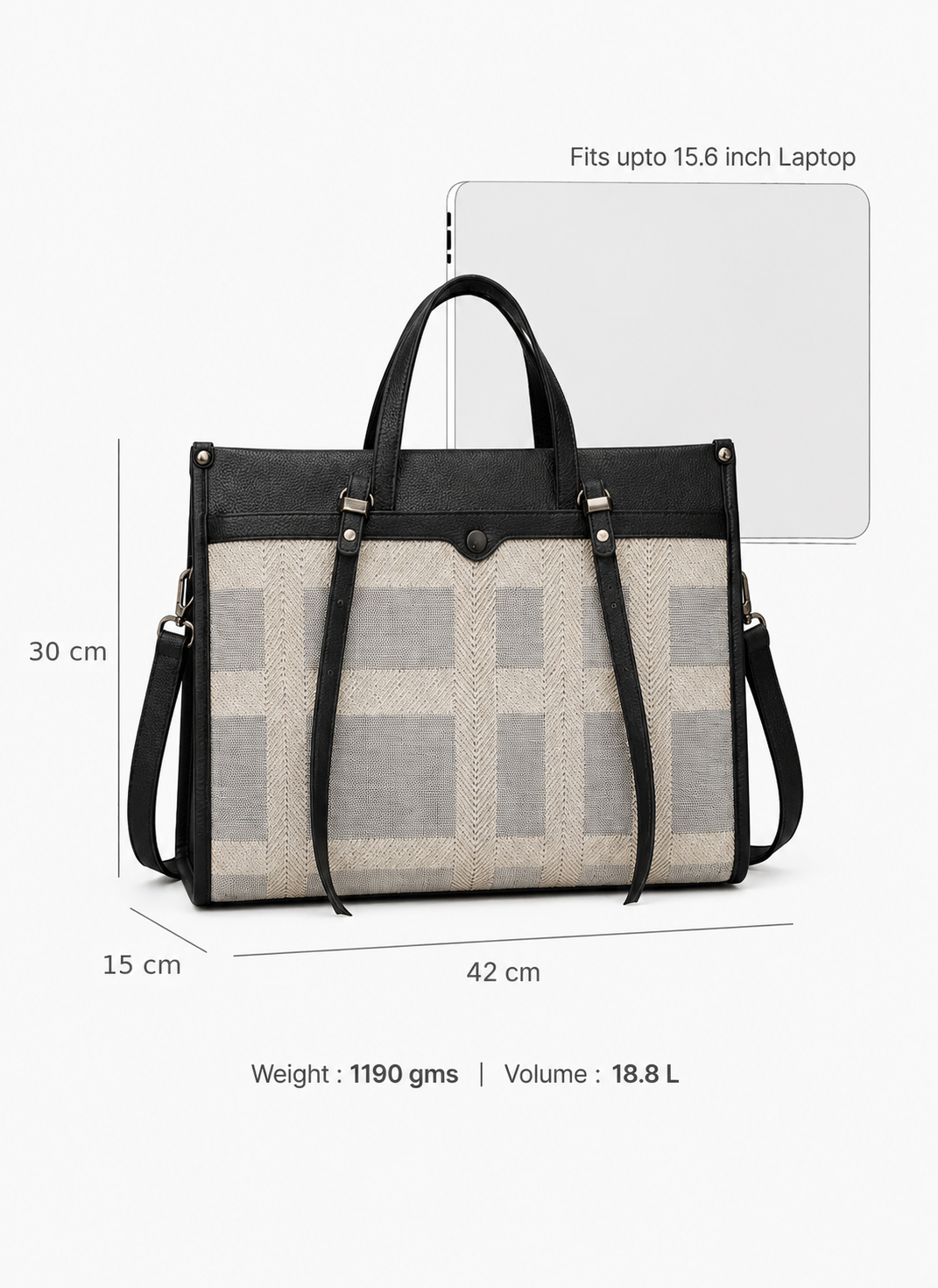 Vinenna Black Office Tote Bag